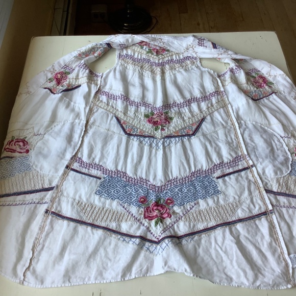 Johnny WAS Sabine Novelle linen embroidered long vest Small - Picture 6 of 8